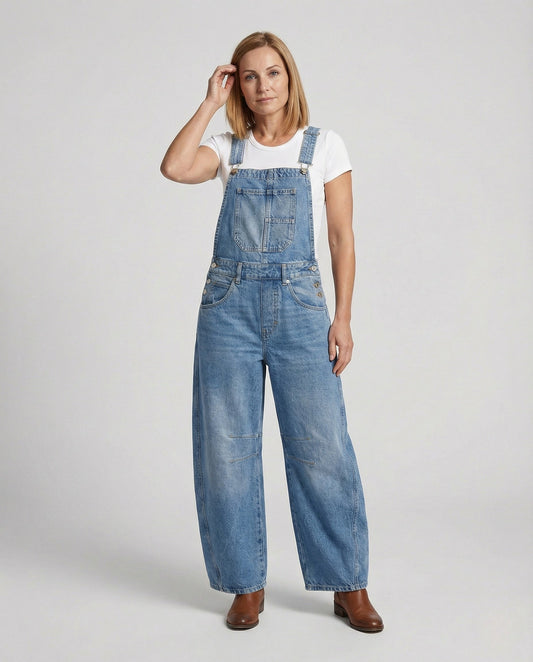 Women's Wide Leg Cotton Canvas Dungarees