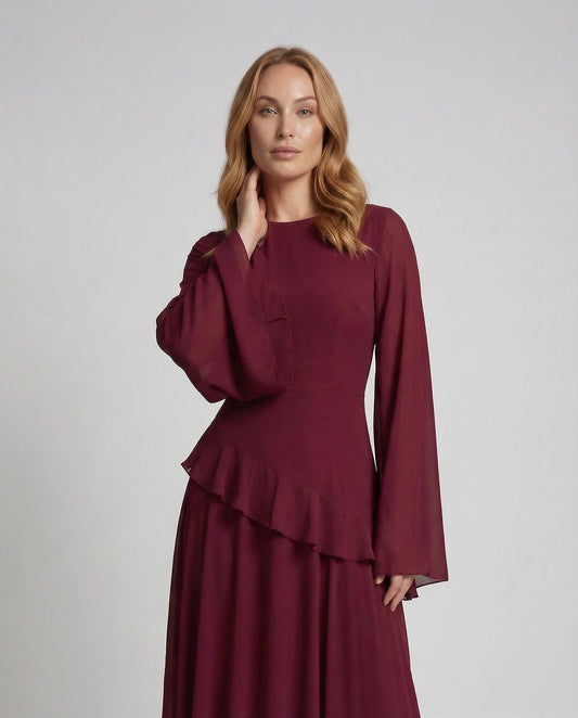 Women's Bell Sleeve Tiered Maxi Dress