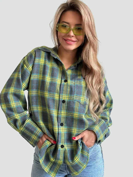 Relaxed Oversized Plaid Flannel Shirt for Autumn