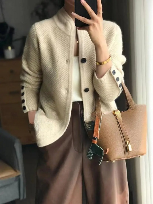 Women's Button Front Cardigan with Long Sleeves