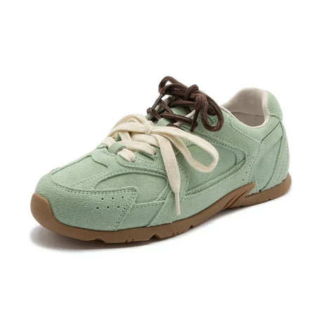 Cushioned Suede Trainers with Dual Lace Fastening