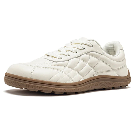Stitched Faux Leather Barefoot Lace-Up Sneakers