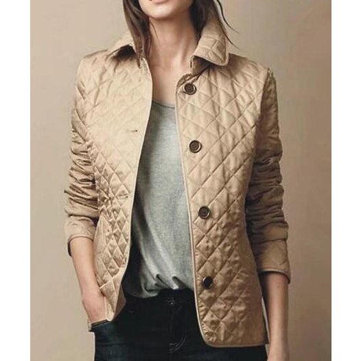 Fitted Diamond Quilted Jacket With Button Front