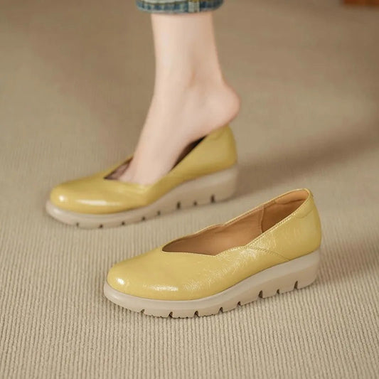 Women's Cushioned PU Leather Orthopedic Ballet Flats