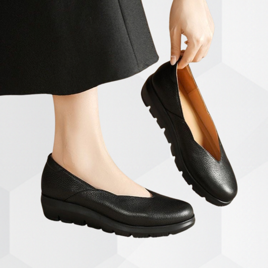 Women's Cushioned PU Leather Orthopedic Ballet Flats
