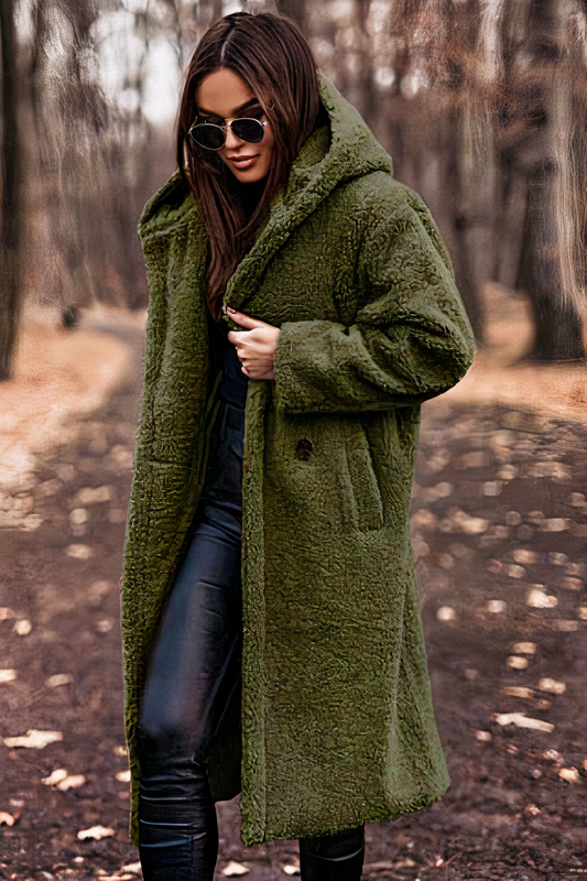 Women's Relaxed Hooded Teddy Coat