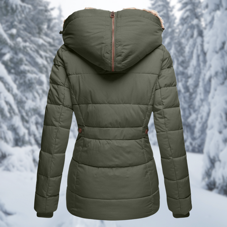 Women's Elegant Winter Jacket with Plush Trim Hood