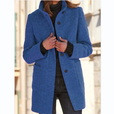 Women's Elegant Button-Front Wool-Look Coat