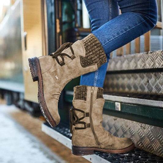 Women's Warm Lined Low Heel Winter Boots