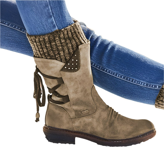 Women's Warm Lined Low Heel Winter Boots