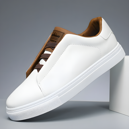 Refined Cushioned Faux Leather Trainers for Men