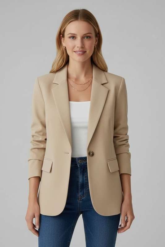 Tailored Notched Lapel Single-Button Blazer