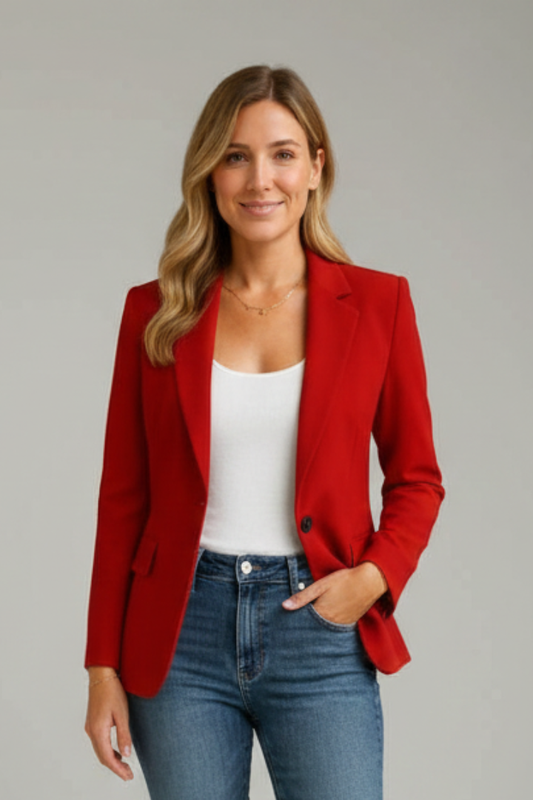 Tailored Notched Lapel Single-Button Blazer