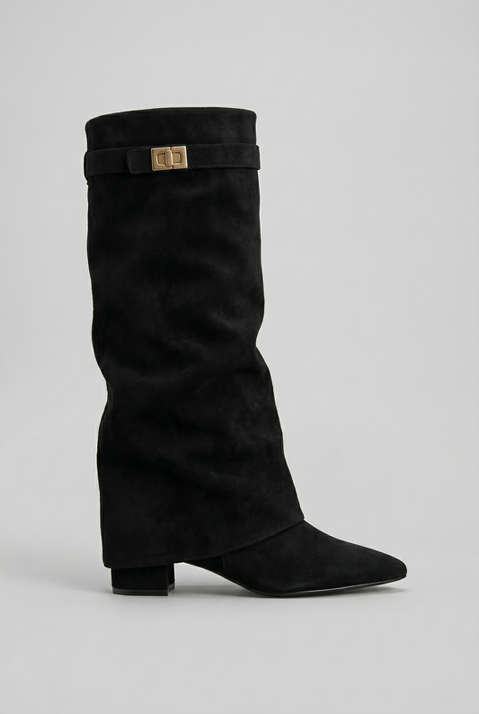 Side Zip Knee-High Block Heel Boots