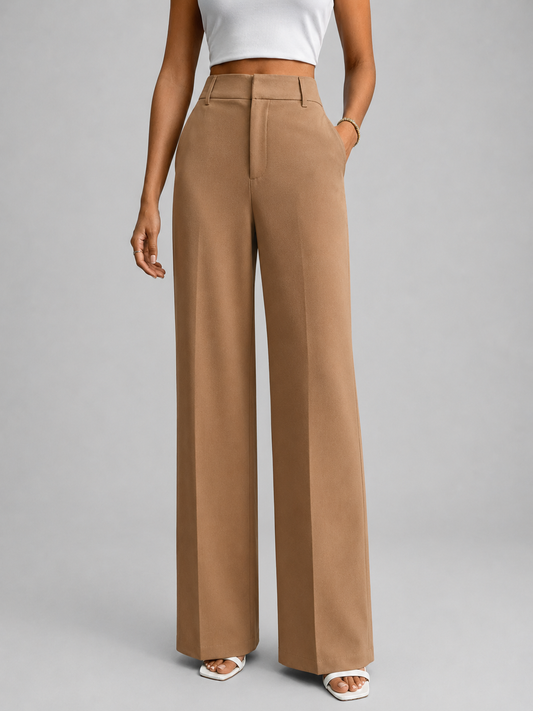 High Waisted Wide Leg Tailored Trousers for Women