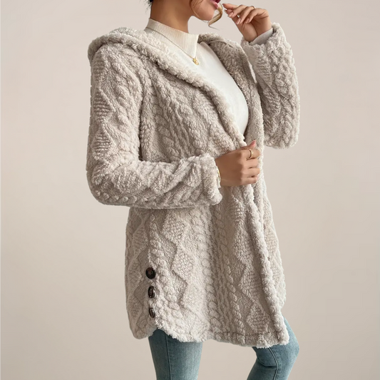Women's Loose Open Front Hooded Knit Cardigan