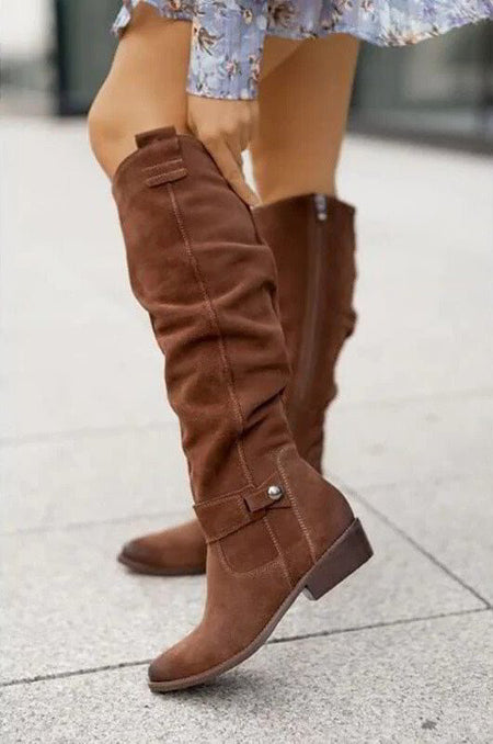Women's Slouchy Side Zip Knee High Boots