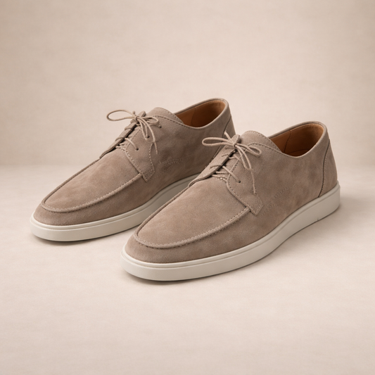 Men's Suede Lace-Up Loafers with Closed Toe