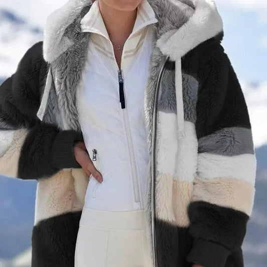 Women's Colour Block Hooded Winter Jacket