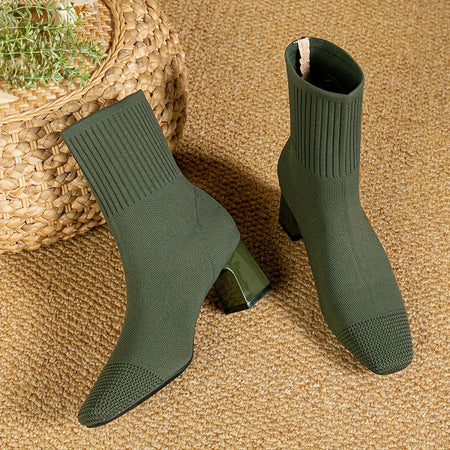 Women's Stretch Knit Square Toe Sock Boots