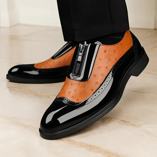 Men's Textured Faux Leather Oxford Dress Shoes