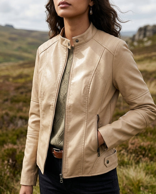 Cropped Faux Leather Moto Jacket