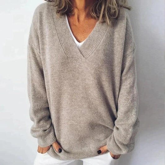 Women's V Neck Jumper in Soft Knit