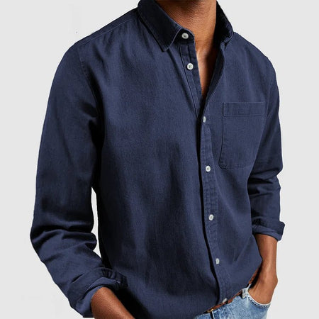 Denim Look Long Sleeve Button Up Shirt