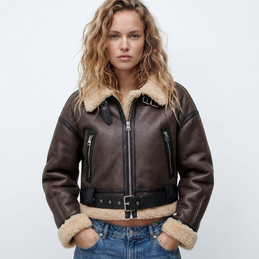 Women's Reversible Faux Shearling Bomber Jacket