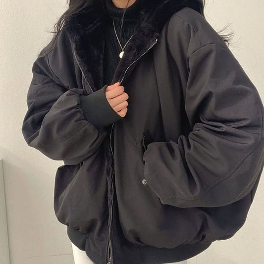 Women's Oversized Double Layer Teddy Lined Jacket