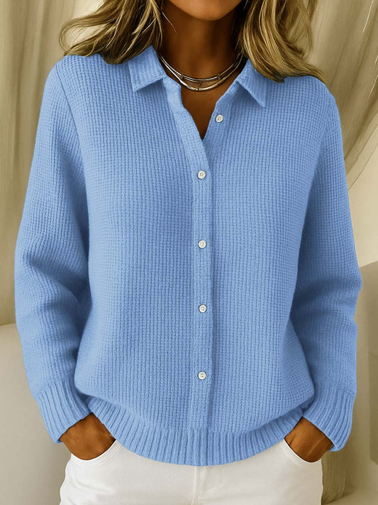 Soft Cotton Blend Women's Cardigan with Collar