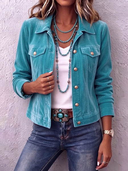Vintage Wash Button Front Jacket with Chest Pockets