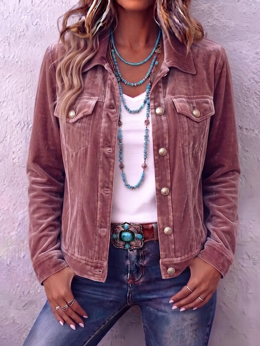Vintage Wash Button Front Jacket with Chest Pockets