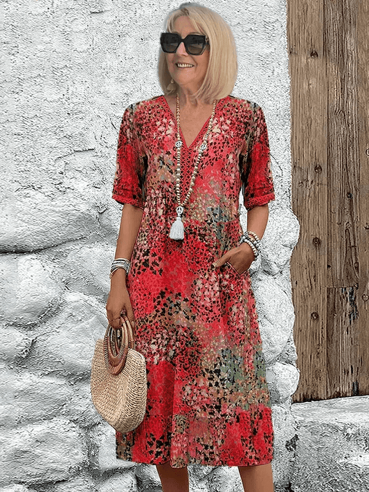 Elegant Floral Midi Dress by Elaisa