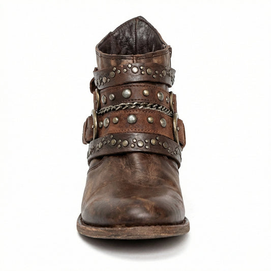 Women's Vintage Chain Detail Ankle Boots
