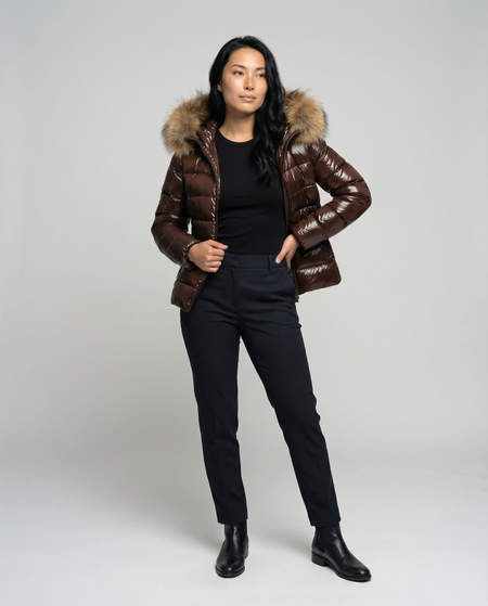 Women's Winter Puffer Jacket with Detachable Hood