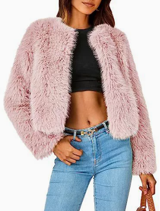 Women's Short Faux Fur Cardigan Jacket