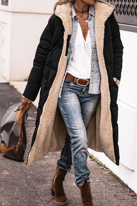 Women's Reversible Long Puffer Winter Coat