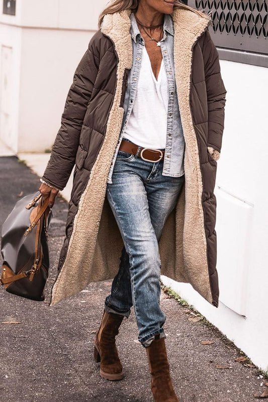 Women's Reversible Long Puffer Winter Coat