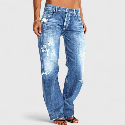 Women's Wide-Leg Stretch Denim Trousers