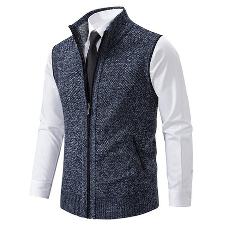 Sleeveless Knitted Zip Vest For Men