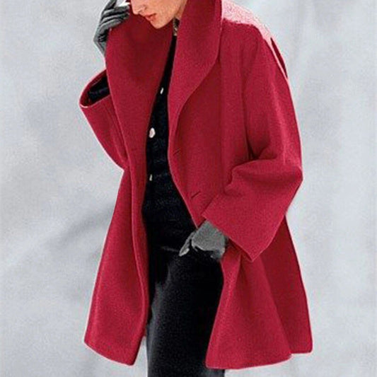 Women's Wide Collar Belted A Line Short Coat