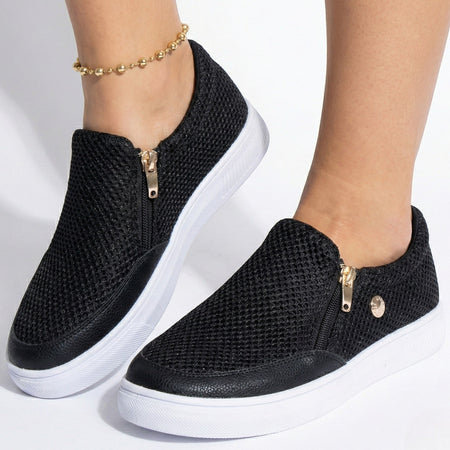Women's Side Zip Textured Breathable Trainers