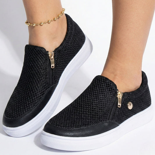 Women's Side Zip Textured Breathable Trainers
