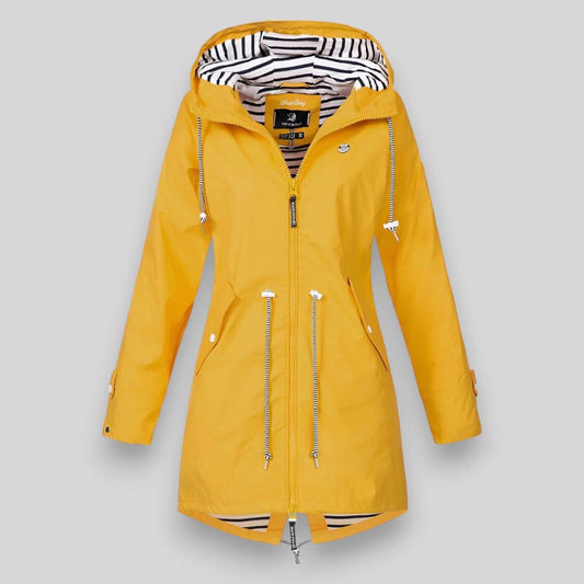 Women's Slim Hooded Winter Jacket With Striped Hood Lining