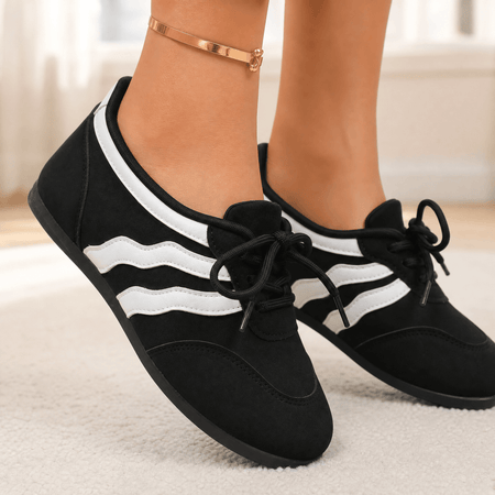 Women's Retro Slip-On Trainers with Wave Stripe