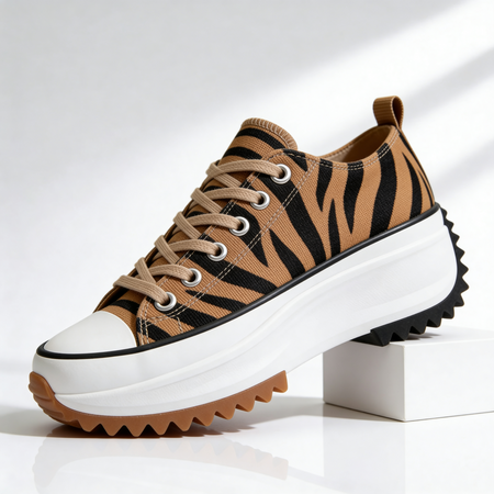 Women's Canvas Chunky Platform Lace-Up Trainers