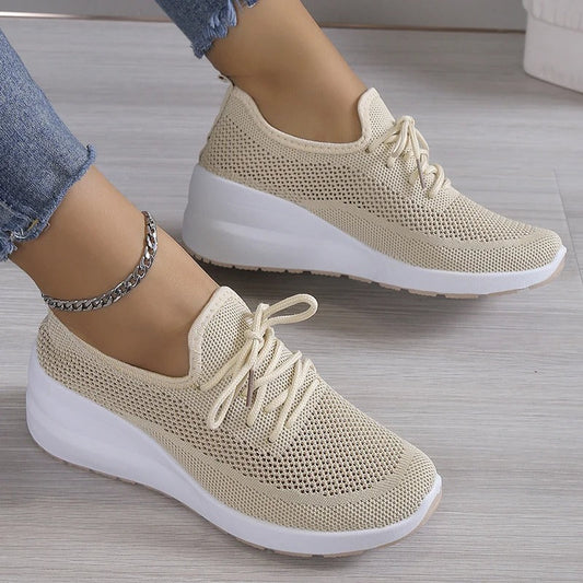 Women's Breathable Mesh Platform Wedge Trainers