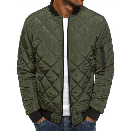 Slim Fit Diamond Quilted Bomber Jacket for Men