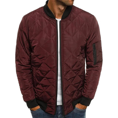 Slim Fit Diamond Quilted Bomber Jacket for Men